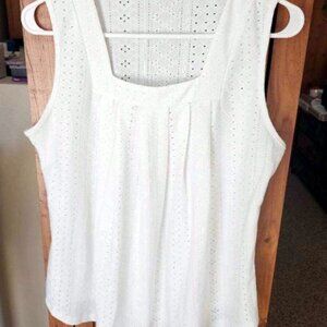 White Knit Tank Top - Size M (8-10)